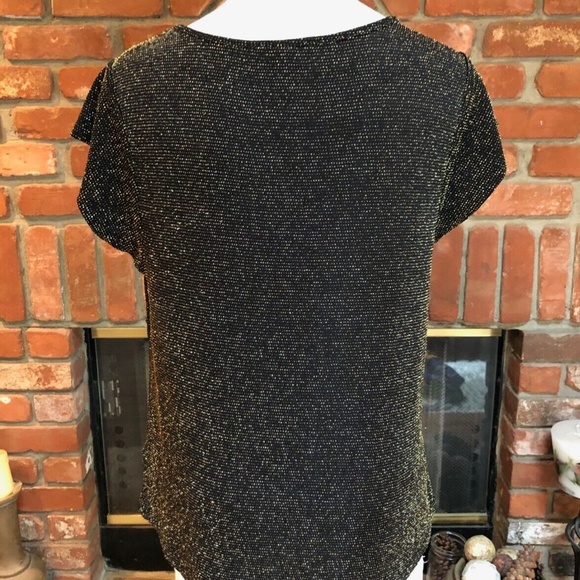 EXPRESS METALLIC GOLD MESH SHEER SHIRT TOP - Picture 4 of 6